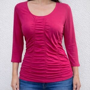 Last Tango Pink Ruched 3/4 Sleeve Top. Size M/L. NWT